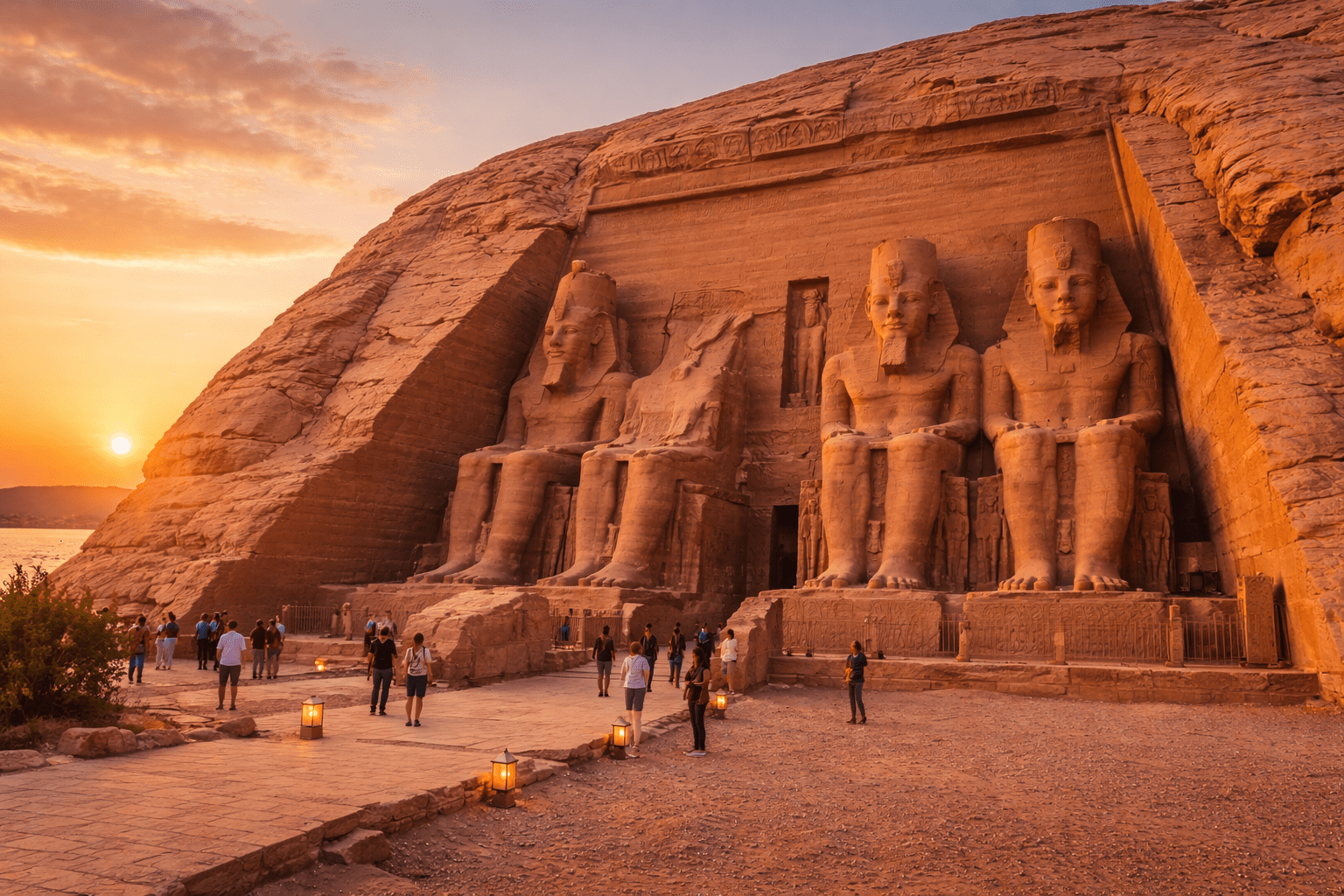 Abu simbel at sunset
