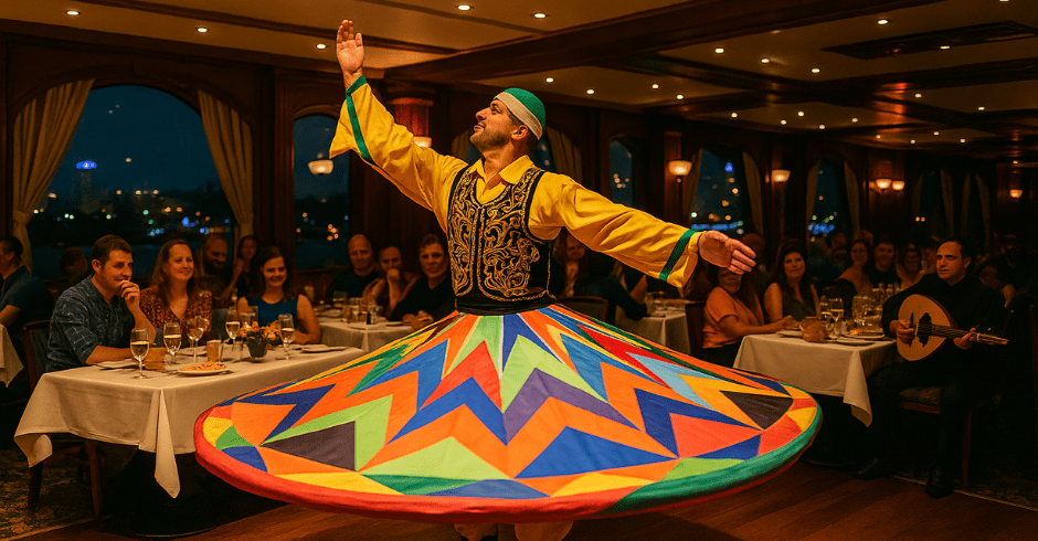 Tanura dancer in Cairo dinner cruise on the Nile
