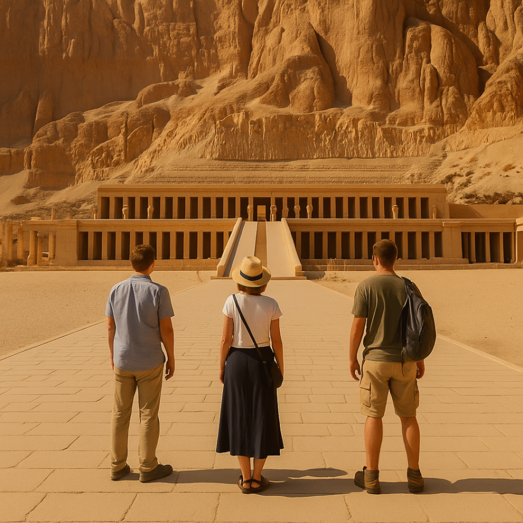 Tourists visiting Hatshepsut Temple Luxor women rulers Egypt