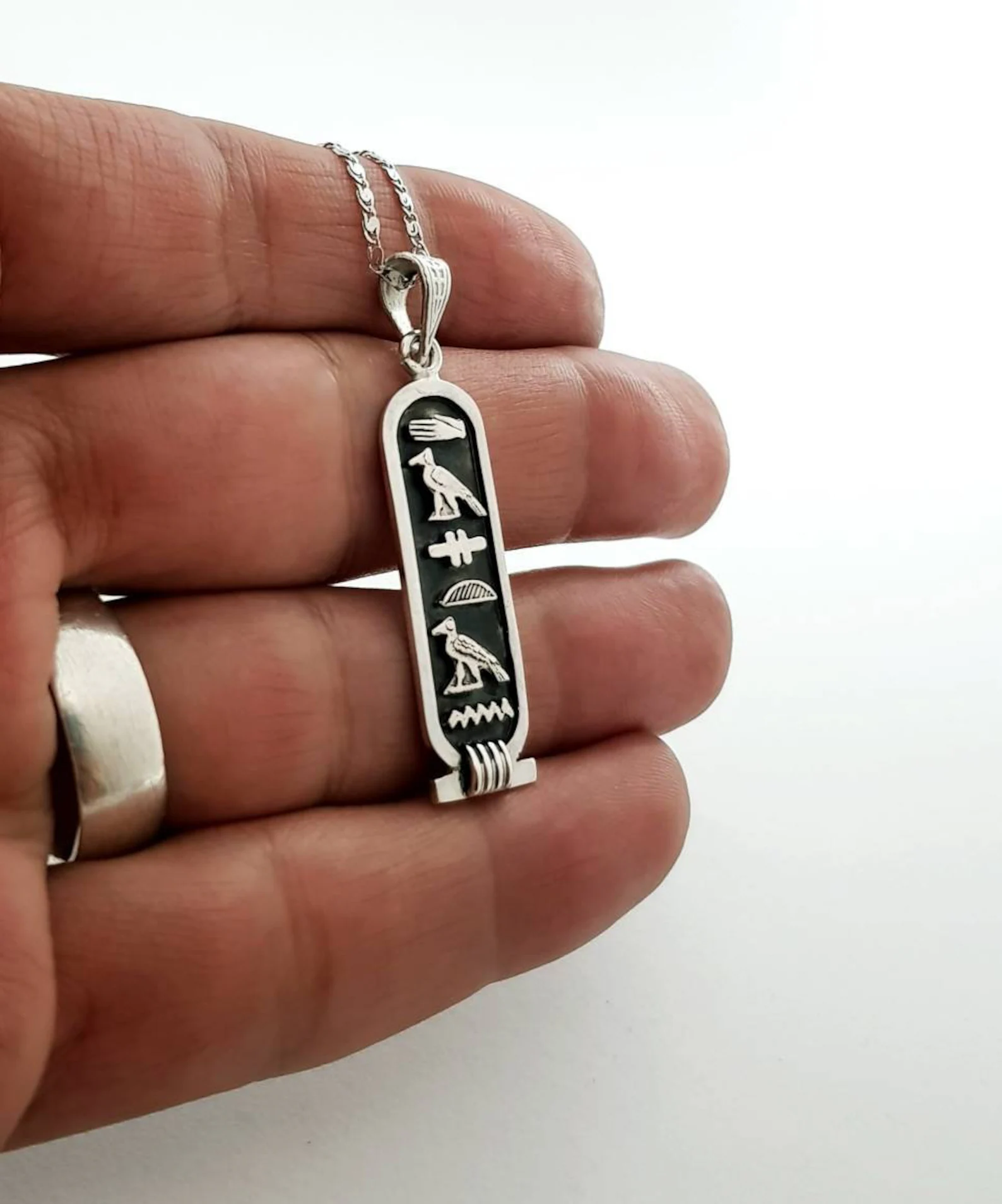 Personalized Egyptian Cartouche Necklace — Sterling Silver - Image 2