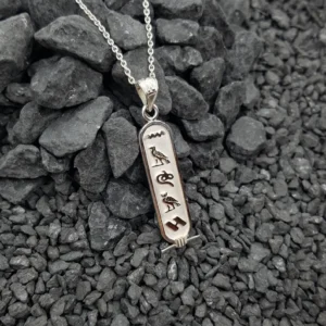 Double-Sided Personalized Cartouche Necklace — Sterling Silver