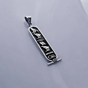 Personalized Egyptian Cartouche Pendant — Oxidized Sterling Silver