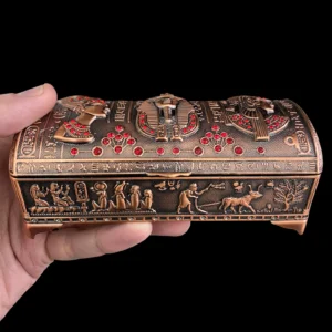 Decorative Egyptian Jewelry Box — Copper Alloy, Ancient Art Inspired