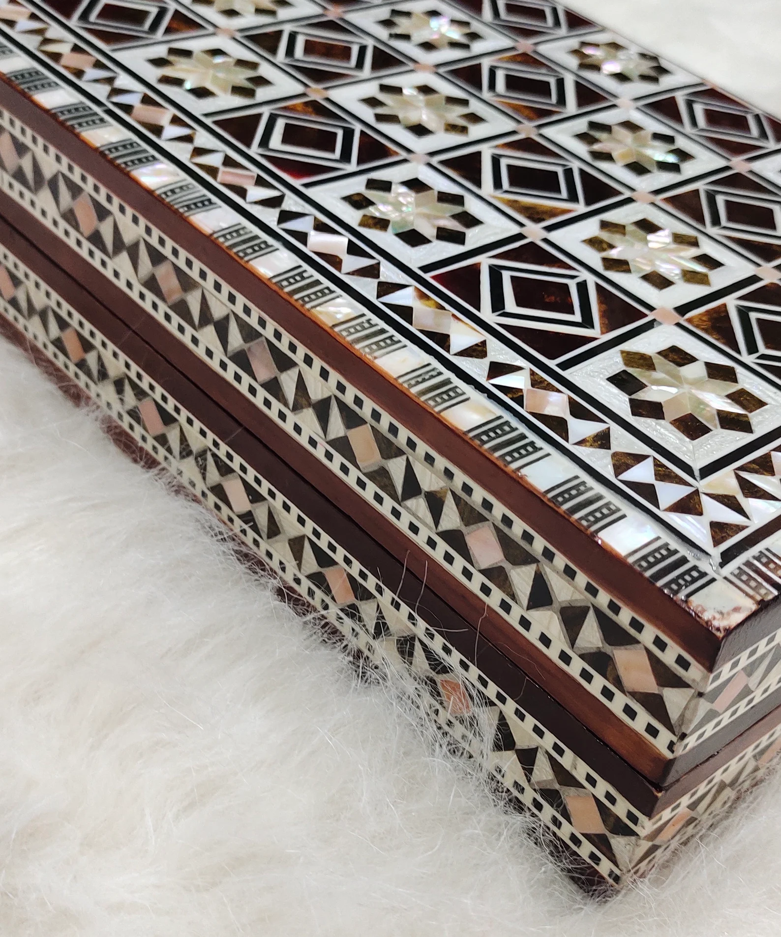 Handcrafted Egyptian Backgammon & Chess Board — Mother of Pearl Inlay (14 in) - Image 2