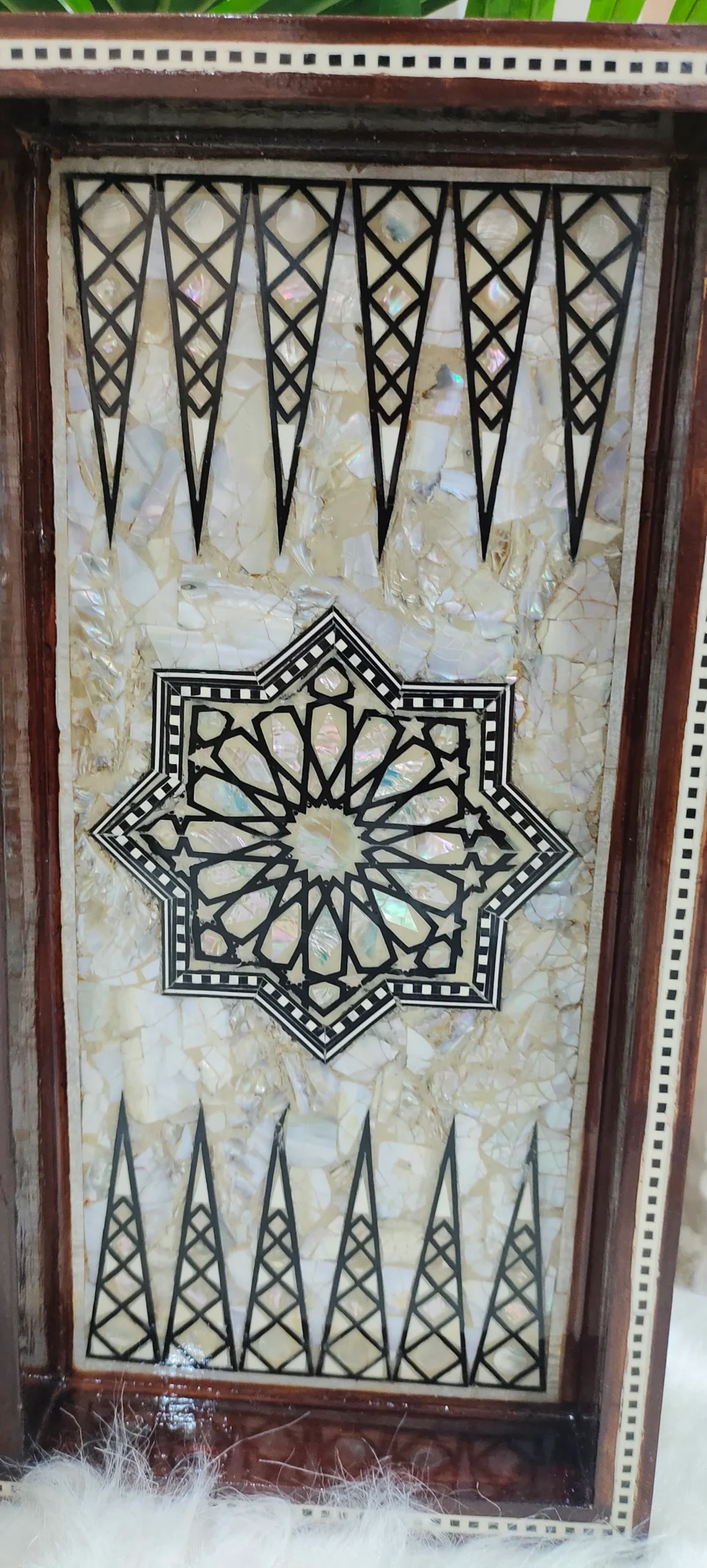 Handcrafted Egyptian Backgammon & Chess Board — Mother of Pearl Inlay (14 in) - Image 3