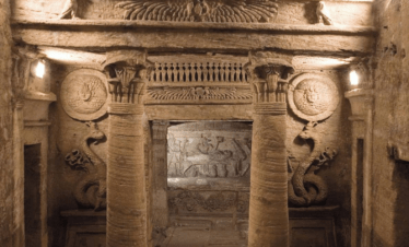 Catacombs of Kom El Shoqafa underground tomb chambers in Alexandria Egypt