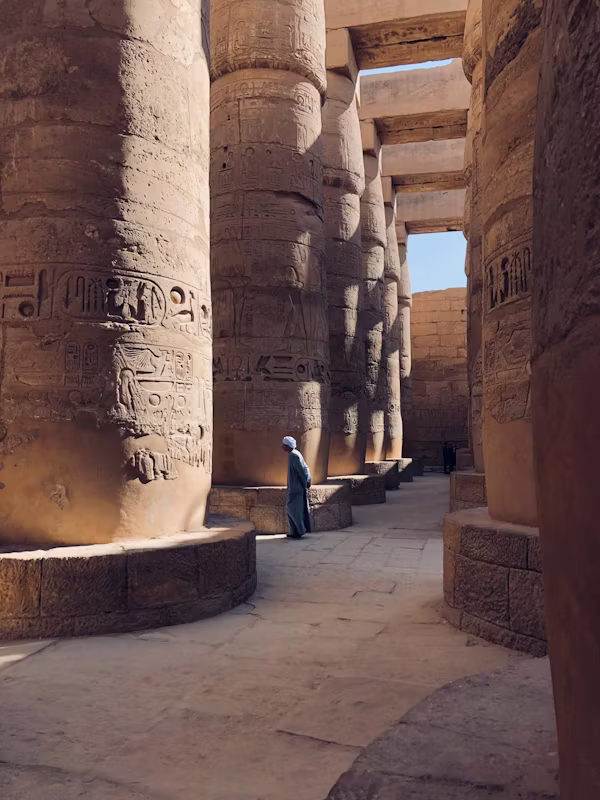 Karnak Temple Great Hypostyle Hall columns in Luxor Egypt