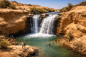 Wadi El Rayan waterfalls in Fayoum Egypt