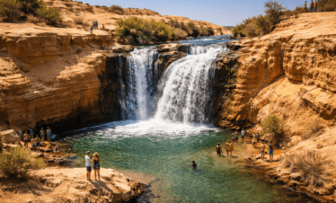 Wadi El Rayan waterfalls in Fayoum Egypt