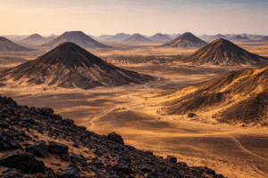 Black Desert volcanic hills near Bahariya Oasis Egypt