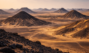 Black Desert volcanic hills near Bahariya Oasis Egypt