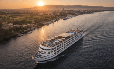 Nile cruise ship sailing from Luxor to Aswan