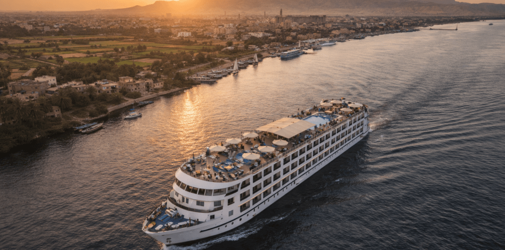 Nile cruise ship sailing from Luxor to Aswan