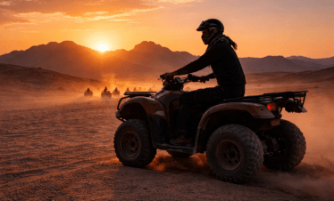 Desert safari near Hurghada Egypt at sunset