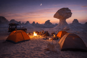 Overnight camping in the White Desert near Bahariya Oasis