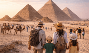 family exploring pyramids of giza cairo