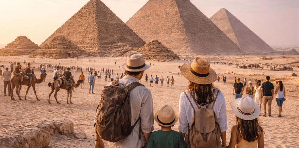 family exploring pyramids of giza cairo