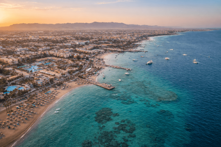 Hurghada Egypt Red Sea coastline with desert mountains