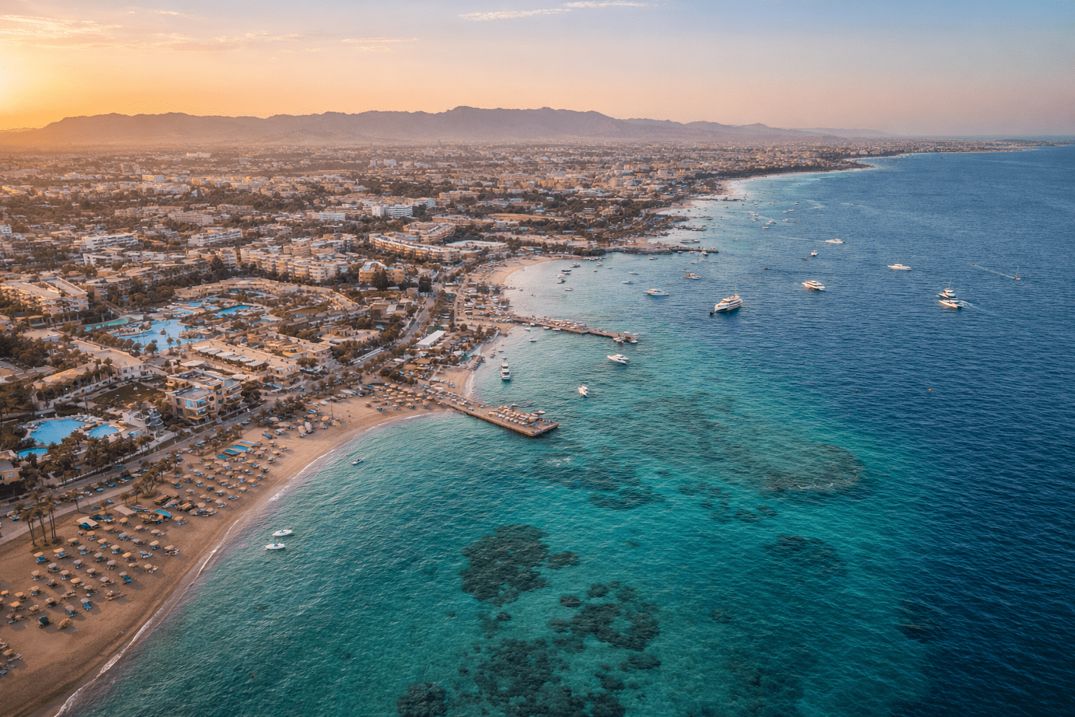 Hurghada Egypt Red Sea coastline with desert mountains