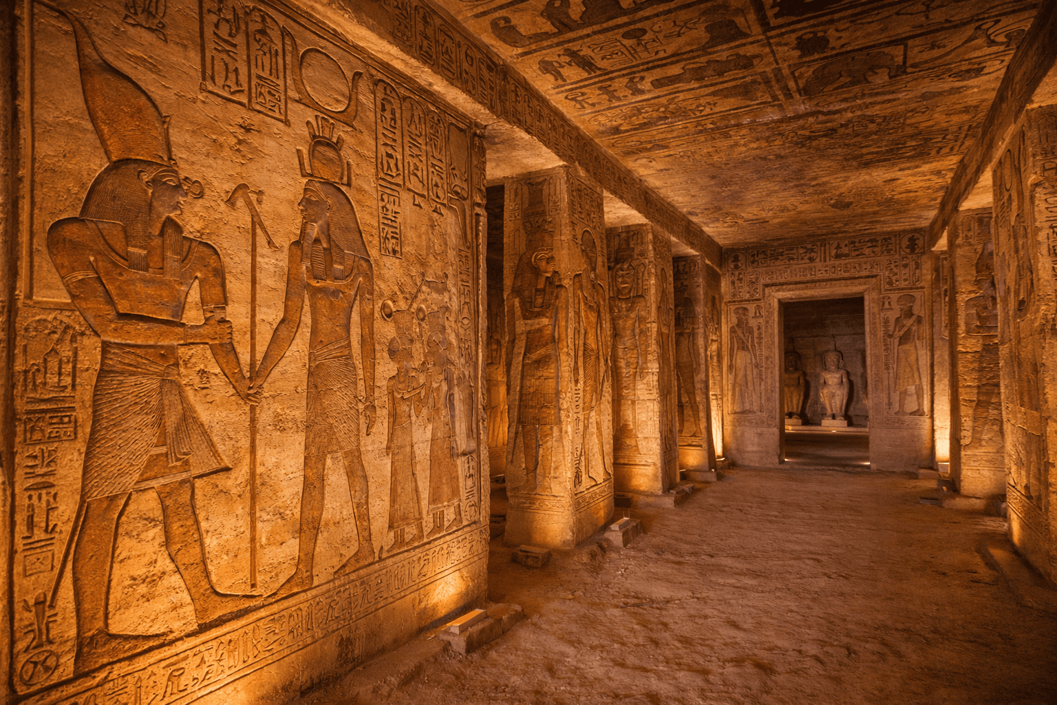 Relief carvings inside Abu Simbel temple