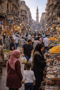 busy market scene Egypt