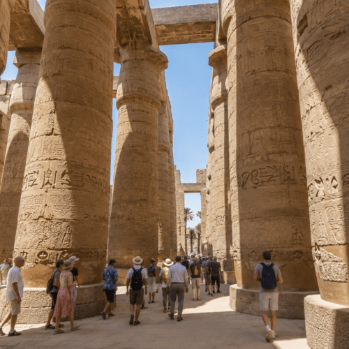 Large column halls inside Karnak Temple