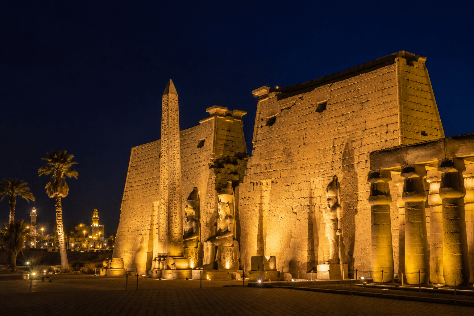 Luxor Temple illuminated at night
