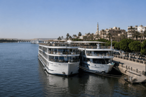 Nile cruise ships docked together
