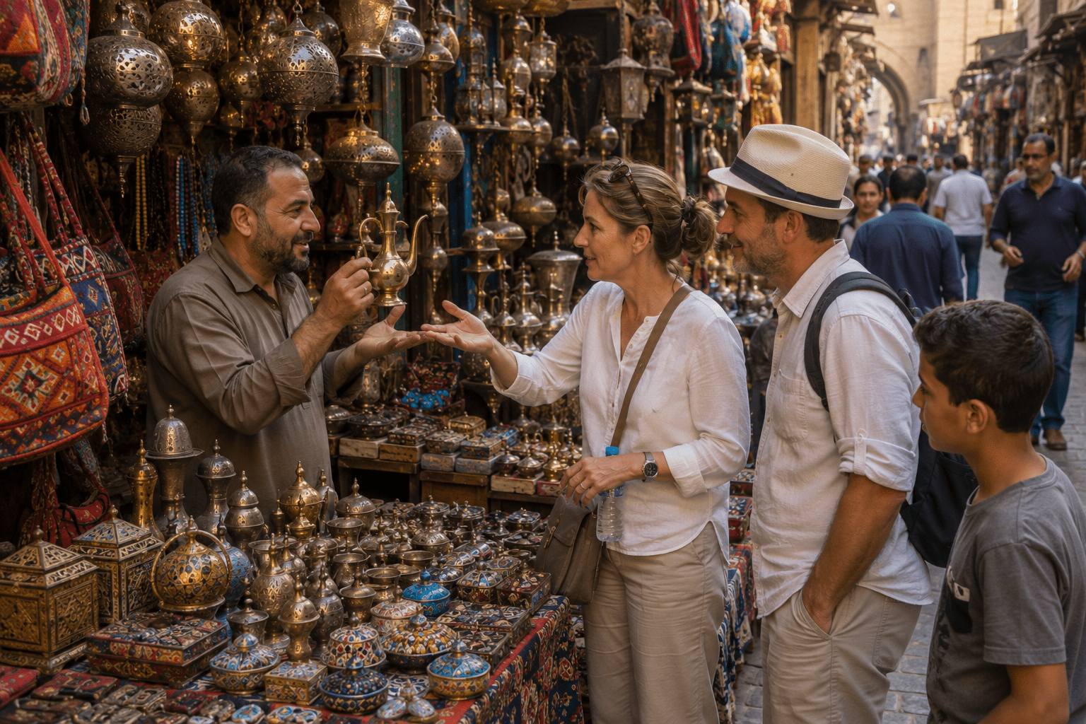 Shopping and bargaining in Khan El Khalili market