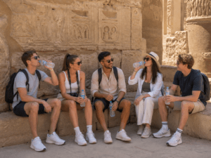 Sun protection during sightseeing in Luxor Egypt