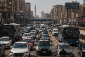 Traffic in Cairo Egypt during daytime