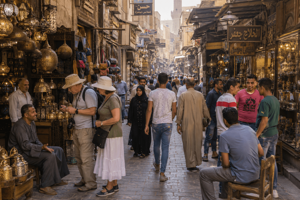 Travelers experiencing everyday culture in Egypt