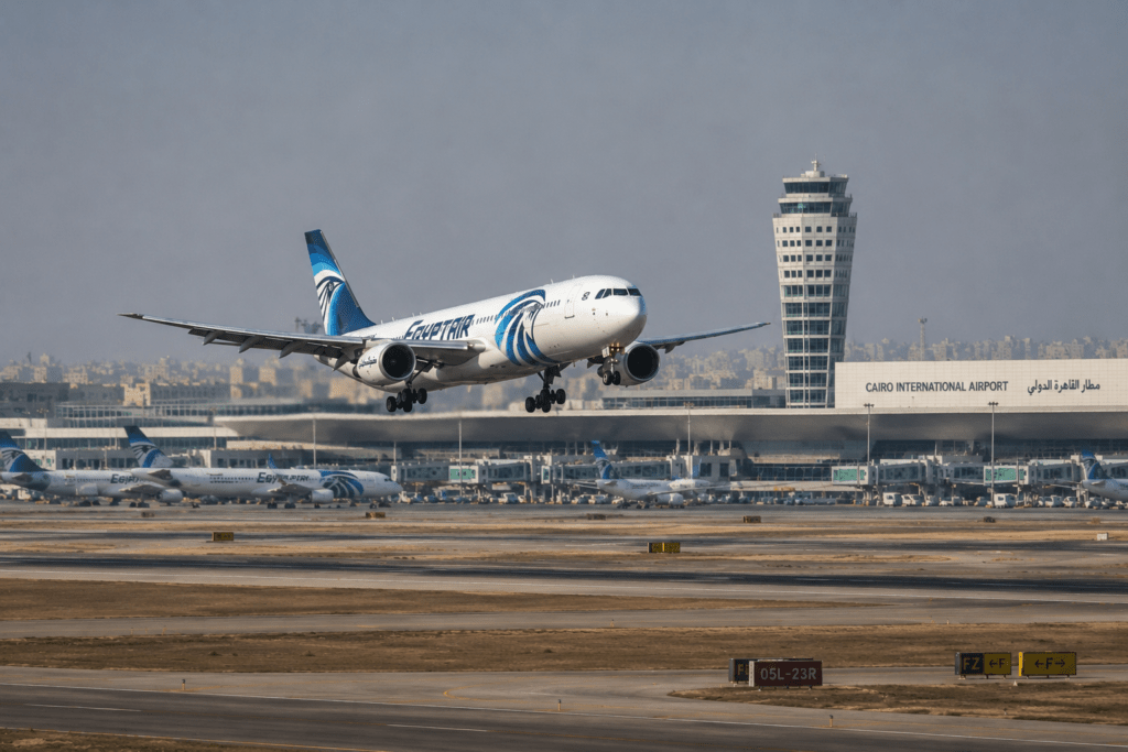 Cairo International Airport aircraft landing