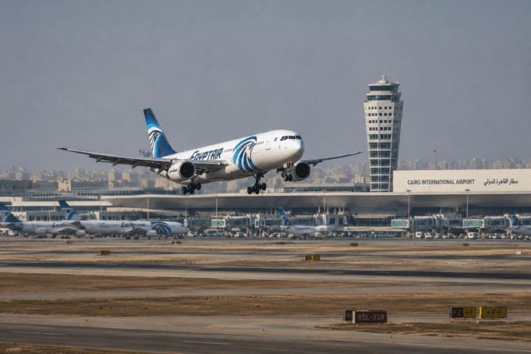 Cairo International Airport aircraft landing