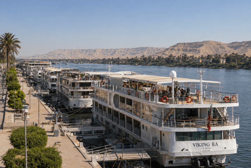 crowded docking on the Nile