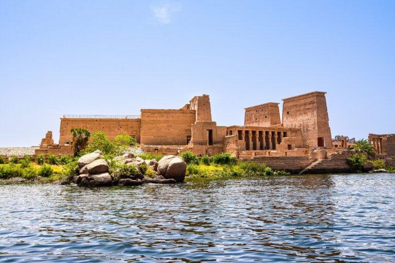 Philae Temple viewed from the Nile near Aswan