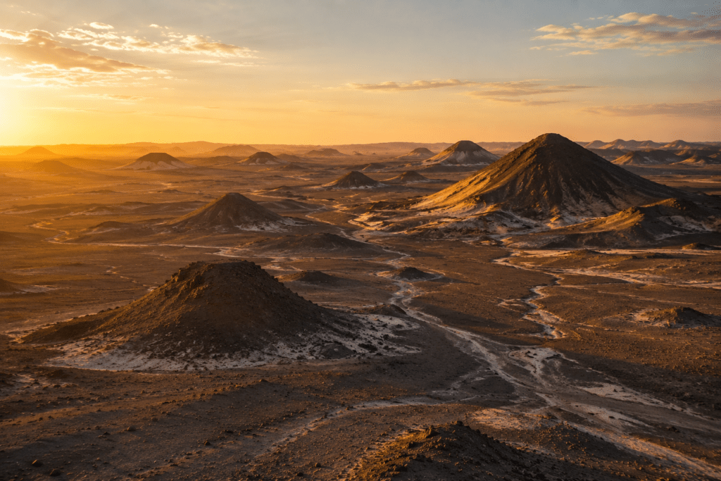 black desert sunset