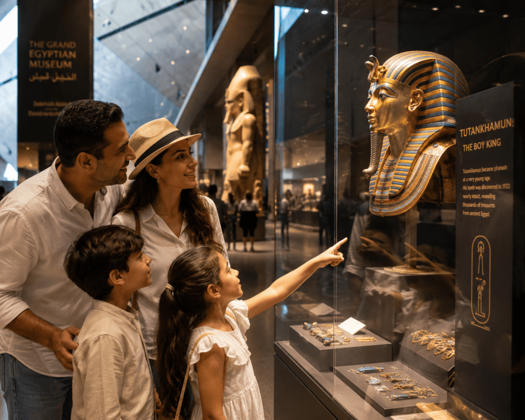 Family Exploring the Grand Egyptian Museum