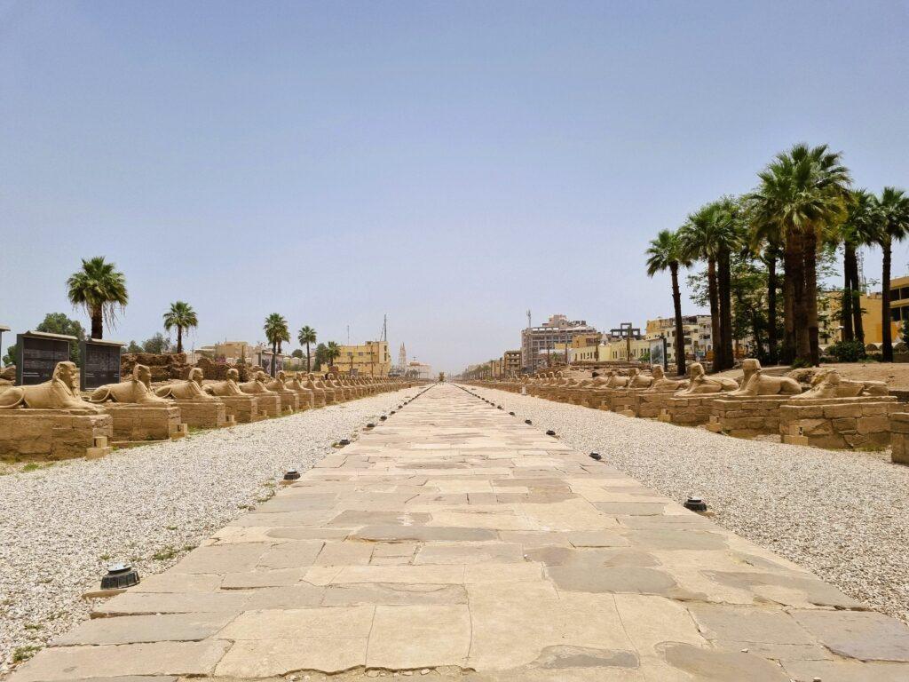Avenue of Sphinxes connecting Karnak and Luxor Temple.