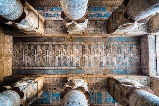 Dendera Zodiac replica in the rooftop Osiris chapel at the Temple of Hathor.