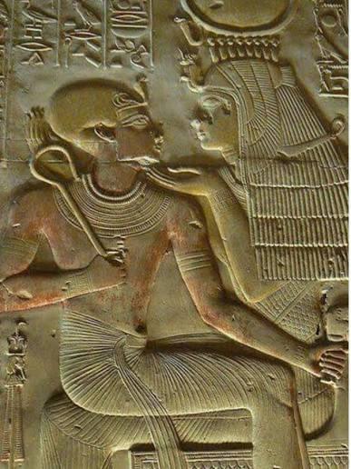 Fine carved relief of Seti I inside Abydos Temple.