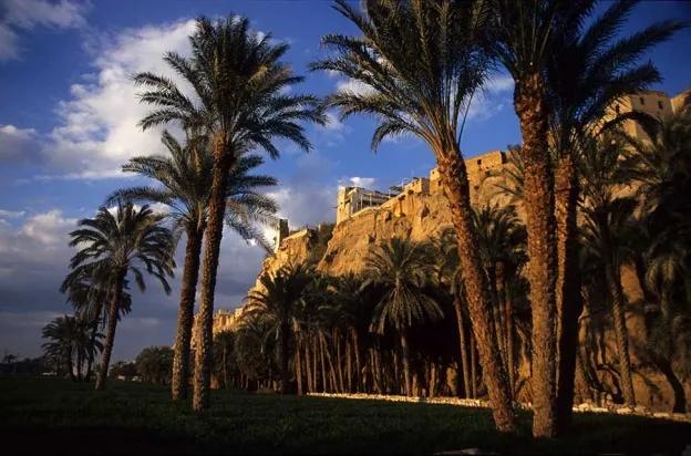 Gabal al-Tayr above the Nile Valley in Minya, Egypt