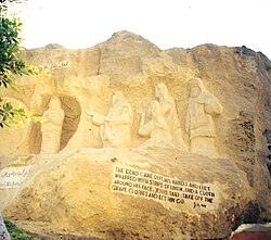 Modern Christian rock carving at St. Simon Monastery in Mokattam Cairo