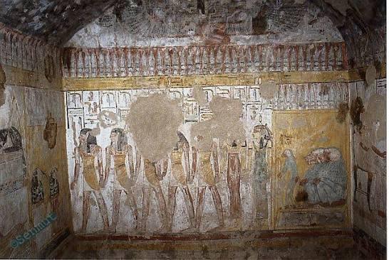Queen Tyti funerary paintings inside QV52 at the Valley of the Queens.