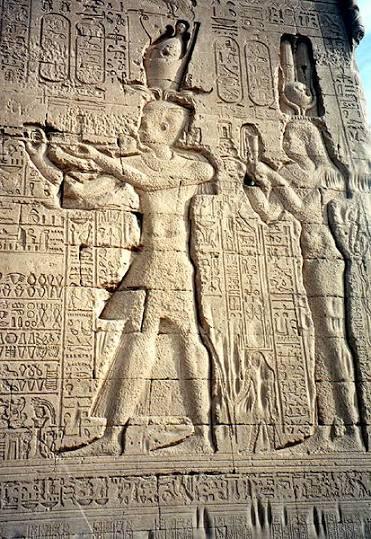 Relief of Cleopatra VII and Caesarion at Dendera Temple.