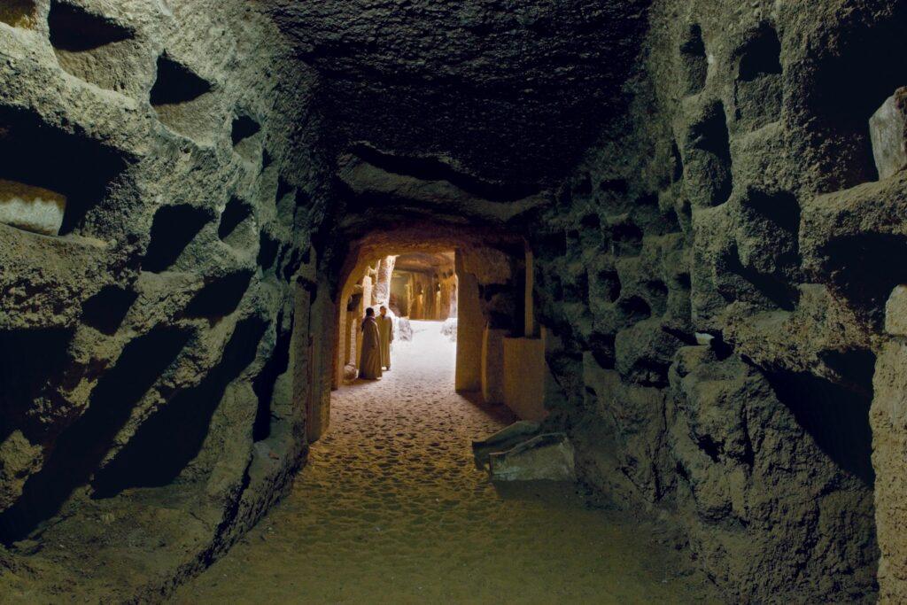 Entrance to the sacred-animal necropolis at Tuna el-Gebel, where ibises and baboons were buried.