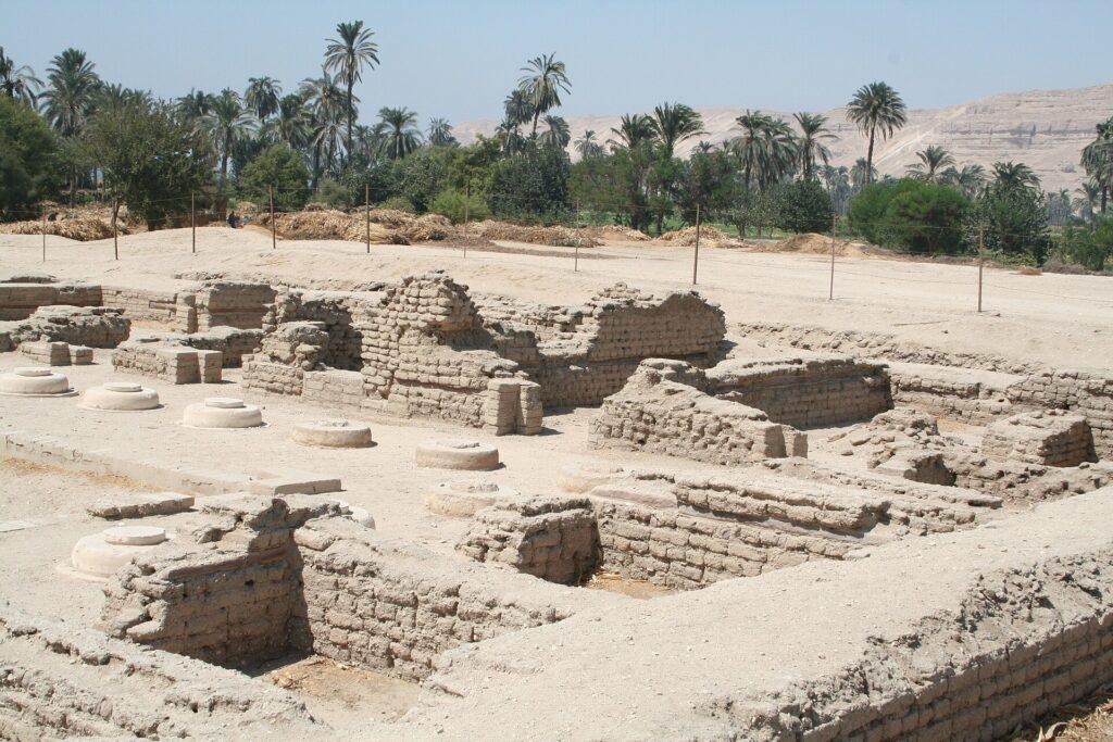 Mudbrick remains of the North Palace at Amarna in Egypt