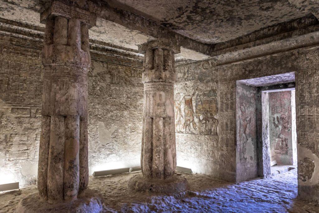 Rock-cut North Tombs at Amarna, the ancient capital established by Akhenaten in Egypt.