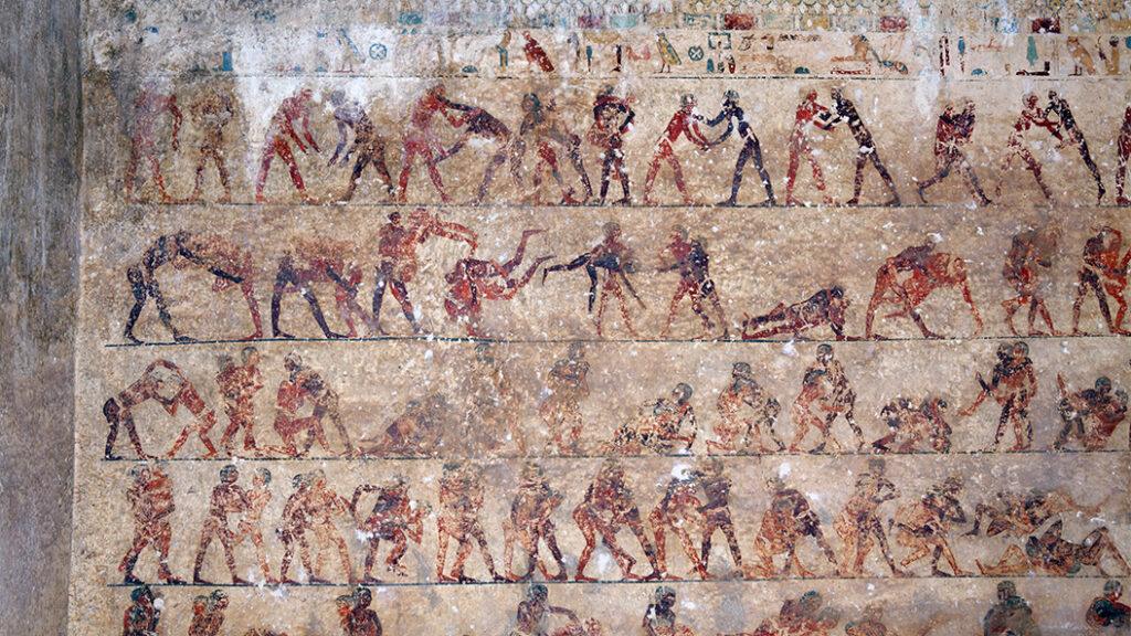 Wrestling scenes in the Tomb of Baqet III at Beni Hasan